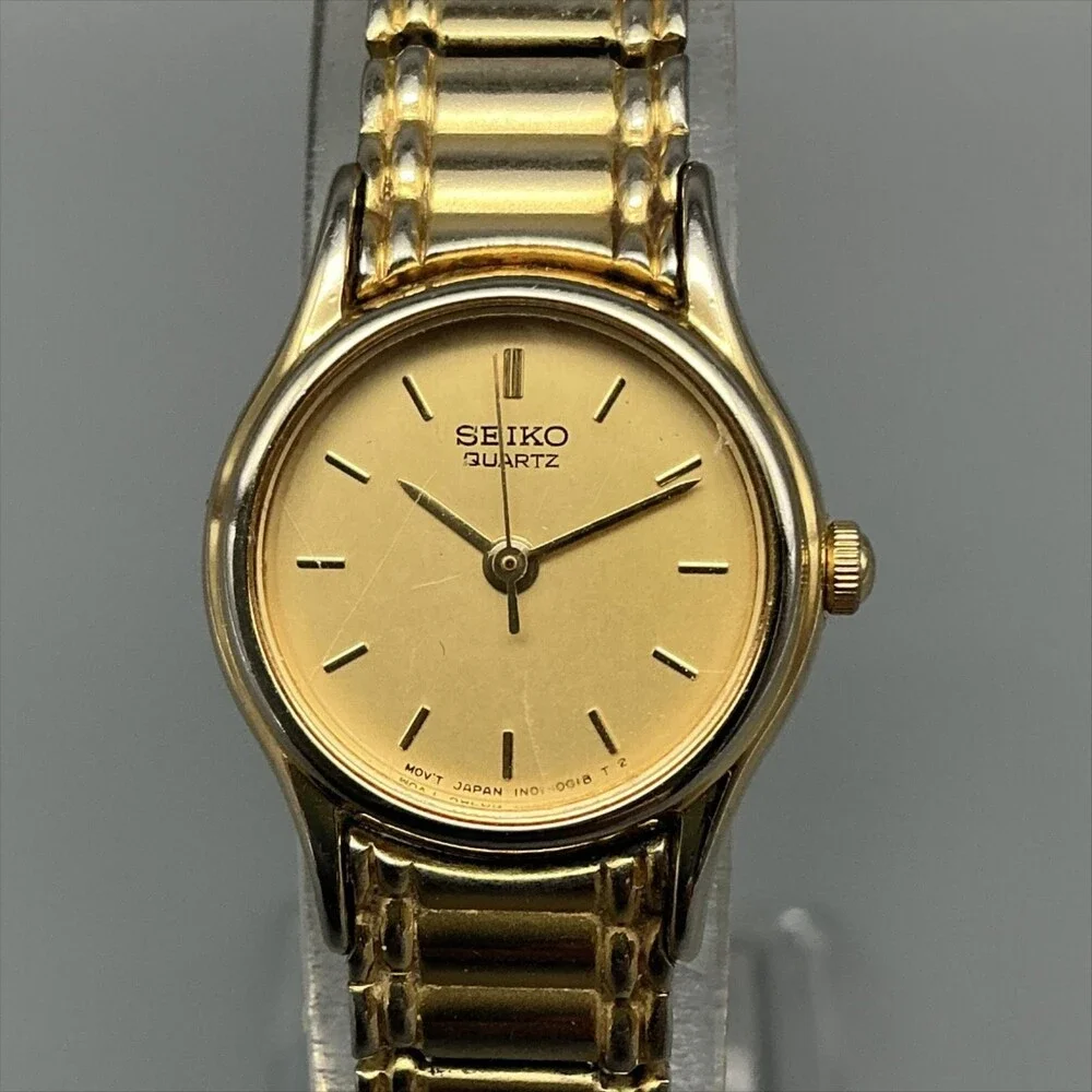 Vintage Seiko Womens Watch 18mm Gold Tone Stretch Band 1N01-0E19 New Battery